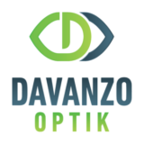 Logo von Davanzo Optik mit einem stilisierten Auge in Grün und Dunkelblau, darunter der Schriftzug „DAVANZO OPTIK“ in passenden Farben.